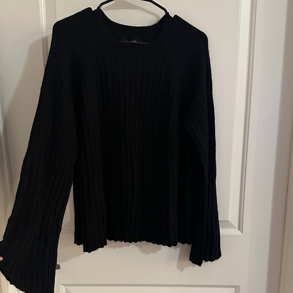 Olivaceous Black Ribbed Knit Top
